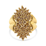 14K Yellow Gold Plated .925 Sterling Silver 1 1/2 Cttw Diamond Cluster Ring (Champagne Color, I2-I3 Clarity)