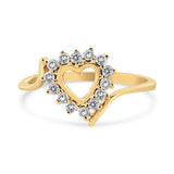 10K Yellow Gold Plated .925 Sterling Silver 1/4 Cttw Diamond Open Heart Promise Ring