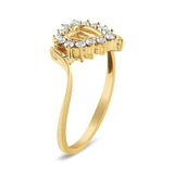 10K Yellow Gold Plated .925 Sterling Silver 1/4 Cttw Diamond Open Heart Promise Ring