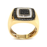 Men's 10K Yellow Gold 3/4 Cttw White and Black Treated Diamond Ring Band (Black / I-J Color, I2-I3 Clarity)