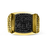 10K Yellow Gold 1 1/4 Cttw Black Diamond Cluster Gent's Band Ring (Treated Black Color, I2-I3 Clarity)