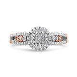 14K Rose Gold Plated .925 Sterling Silver 1/2 Cttw Round Diamond Double Frame Cross-Over Split Shank Engagement Ring (I-J Color, I2-I3 Clarity)