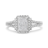 .925 Sterling Silver 1/4 Cttw Princess-cut Diamond Composite Engagement Ring with Beaded Shank (H-I Color, SI1-SI2 Clarity)