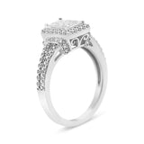 .925 Sterling Silver 1/4 Cttw Princess-cut Diamond Composite Engagement Ring with Beaded Shank (H-I Color, SI1-SI2 Clarity)