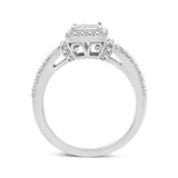 .925 Sterling Silver 1/4 Cttw Princess-cut Diamond Composite Engagement Ring with Beaded Shank (H-I Color, SI1-SI2 Clarity)