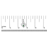 .925 Sterling Silver 5x3mm Pear Emerald Gemstone with Diamond Accent Heart Dangle Stud Earrings (H-I Color, SI1-SI2 Clarity)