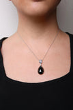 18K White Gold Diamond Accent and Pear Cut Sky Blue Topaz and Pear Cut Black Onyx Dangle Drop 18" Pendant Necklace (G-H Color, SI1-SI2 Clarity)