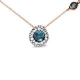 18K Rose Gold 5/8 Cttw Diamond and London Blue Topaz Gemstone Bezel-Set Cluster 18" Station Necklace (G-H Color, SI1-SI2 Clarity) - Adjustable up to 16" - 18"