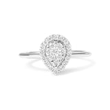 10K White Gold 3/8 Cttw Round-Cut Lab Grown Diamond Cluster Pear Promise Ring (G-H Color, VS2-SI1 Clarity)