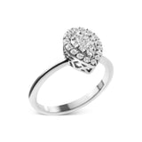 10K White Gold 3/8 Cttw Round-Cut Lab Grown Diamond Cluster Pear Promise Ring (G-H Color, VS2-SI1 Clarity)