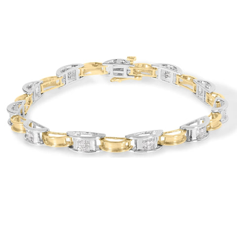 14K Two-Tone Gold 1.00 Cttw Princess-Cut Diamond Chain Link 7