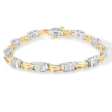 14K Two-Tone Gold 1.00 Cttw Princess-Cut Diamond Chain Link 7" Bracelet (H-I Color, SI1-SI2 Clarity)