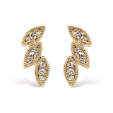 10K Yellow Gold 1/10 Cttw Diamond Triple Leaf Stud Earring (H-I Color, I1-I2 Clarity)