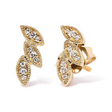 10K Yellow Gold 1/10 Cttw Diamond Triple Leaf Stud Earring (H-I Color, I1-I2 Clarity)