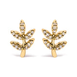 10K Yellow Gold 1/10 Cttw Diamond Accented Leaf and Branch Stud Earrings (H-I Color, I1-I2 Clarity)