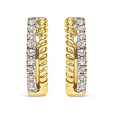 10K Yellow Gold 1/10 Cttw Diamond and Rope Twist Huggy Hoop Earrings (H-I Color, I1-I2 Clarity)