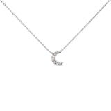 10K White Gold Diamond Accented Crescent Moon Shaped 18" Inch Pendant Necklace (H-I Color, I1-I2 Clarity)