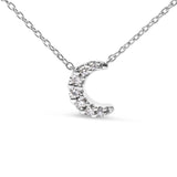 10K White Gold Diamond Accented Crescent Moon Shaped 18" Inch Pendant Necklace (H-I Color, I1-I2 Clarity)