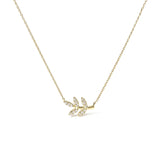 10K Yellow Gold 1/10 Cttw Diamond Leaf and Branch 18" Pendant Necklace (H-I Color, I1-I2 Clarity)