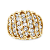 14K Yellow Gold Plated .925 Sterling Silver 2.00 Cttw Diamond Multi Row Band Ring (J-K Color, I1-I2 Clarity)