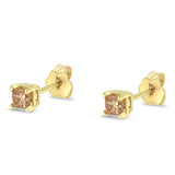 IGI Certified 14k Yellow Gold 4-Prong Set Princess-Cut Solitaire Diamond Push Back Stud Earrings (L-M Color, I1-I2 Clarity)