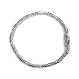 .925 Sterling Silver 4 4/5 Cttw Created Blue Sapphire and Diamond Accent Art Deco Style Open Link Tennis Bracelet (I-J Color, I3 Clarity) - 7.5 inches"