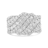 10K Yellow Gold 3.00 Cttw Diamond Multi Row Cluster Band Ring (I-J Color, I3 Clarity)