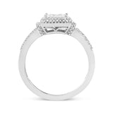 .925 Sterling Silver 1/4 Cttw Princess-cut Diamond Composite Ring with Beaded Halo (H-I Color, SI1-SI2 Clarity)