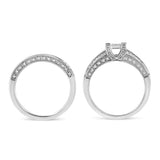 .925 Sterling Silver 3/4 Cttw Prong Set Round Diamond Composite Engagement Ring and Band Set (I-J Color, I3 Clarity)