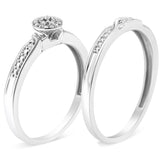 .925 Sterling Silver Diamond Accent Frame Twist Shank Bridal Set Ring and Band (I-J Color, I3 Clarity)