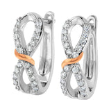 10K White and Rose Gold 1/3 Cttw Diamond Infinite and Ribbon Hoop Earrings (H-I Color, I1-I2 Clarity)