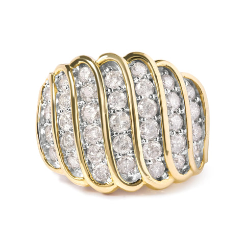 10 Yellow Gold 2.00 Cttw Diamond Multi Row Cocktail Band Ring (I-J Color, I1-I2 Clarity)