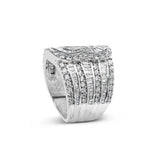 10K White Gold 2 1/2 Cttw Round and Baguette-Cut Diamond Multi-Row Bypass Ring (J-K Color, I2-I3 Clarity)