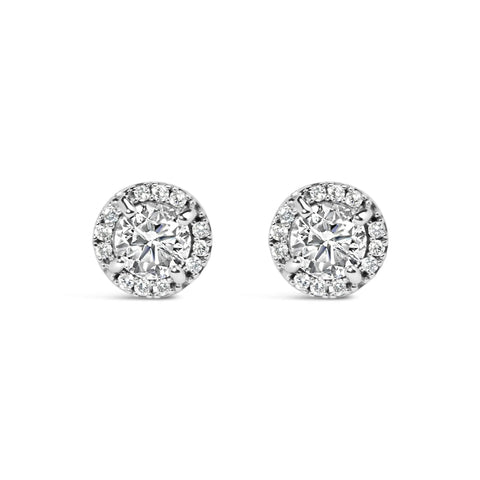 10K White Gold 1.00 Cttw Diamond Hidden Halo Stud Earring (H-I Color, I1-I2 Clarity)