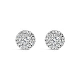 10K White Gold 1.00 Cttw Diamond Hidden Halo Stud Earring (H-I Color, I1-I2 Clarity)