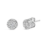 10K White Gold 1.00 Cttw Diamond Hidden Halo Stud Earring (H-I Color, I1-I2 Clarity)