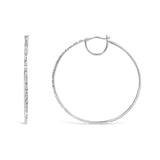 10K White Gold 1/2 Cttw Baguette and Round Alternating Diamond Hoop Earrings (I-J Color, I2-I3 Clarity)