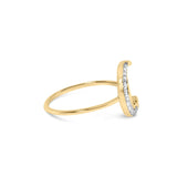 10K Yellow Gold 1/10 Cttw Diamond Crescent Moon Ring (I-J Color, I1-I2 Clarity)