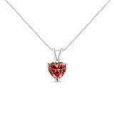 14K White Gold Martini-Set 1.00 Cttw Lab Grown Pink Heart Diamond Solitaire 18" Pendant Necklace (Pink Color, VS2-SI1 Clarity)