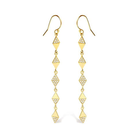 14K Yellow Gold 1/3 Cttw Diamond Studded Kite Drop and Dangle Earrings (H-I Color, SI2-I1 Clarity)