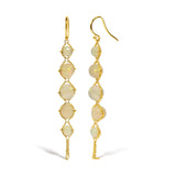 18K Yellow Gold Woven Egyptian Opal 2 1/2 Inch Drop and Dangle Earrings