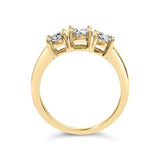 10K Yellow Gold 1/2 Cttw Miracle Set Round Diamond Three Stone Illusion Plate Ring (I-J Color, I2-I3 Clarity)