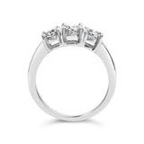 14K White Gold 1/2 Cttw Miracle Set Round Lab Grown Diamond Three Stone Illusion Plate Ring (F-G Color, VS1-VS2 Clarity)