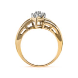 10K Yellow Gold 1/2 Cttw Round And Baguette-cut Diamond Cluster Head and Channel Set Shank Ring (H-I Color, I1-I2 Clarity)