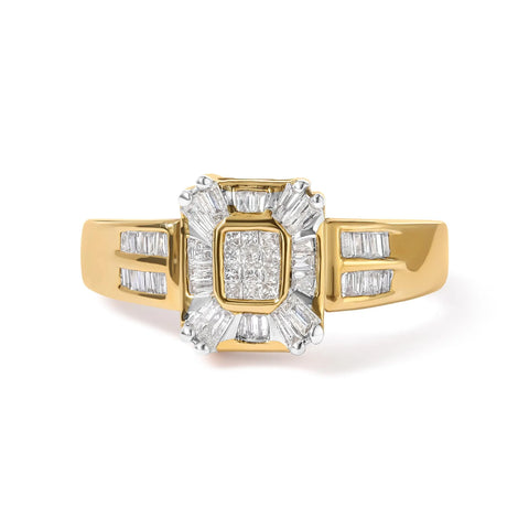 10K Yellow Gold 1/2 Cttw Diamond Composite and Halo Ring (H-I Color, SI1-SI2 Clarity)