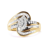 10K Yellow Gold 1/2 Cttw Diamond Pear Cluster and Swirl Ring (H-I Color, I1-I2 Clarity)