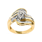 10K Yellow Gold 1/2 Cttw Diamond Pear Cluster and Swirl Ring (H-I Color, I1-I2 Clarity)