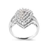 10K White Gold 1/2 Cttw Diamond Pear Shaped Cluster Ring (H-I Color, I1-I2 Clarity)