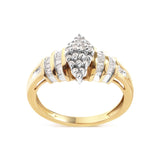 10K Yellow Gold 1/2 Cttw Diamond Pear Shaped Head and Multi Row Channel Set  Shank Ring (H-I Color, SI2-I1 Clarity)