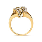 10K Yellow Gold 1/2 Cttw Round and Baguette Cut Diamond Cocktail Ring (H-I Color, I1-I2 Clarity)